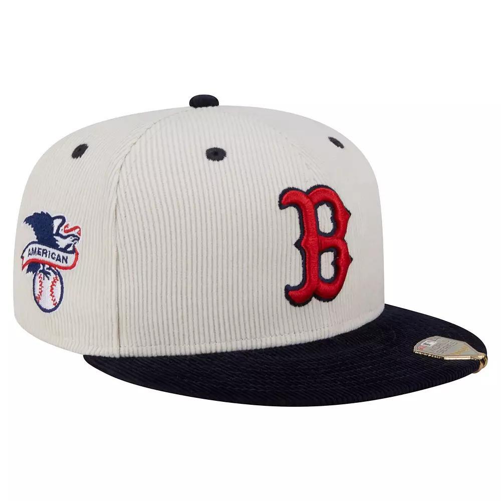 Men's New Era Cream/Navy Boston Red Sox Two-Tone Corduroy 59FIFTY Fitted Hat, Size: 7, Beige Product Image