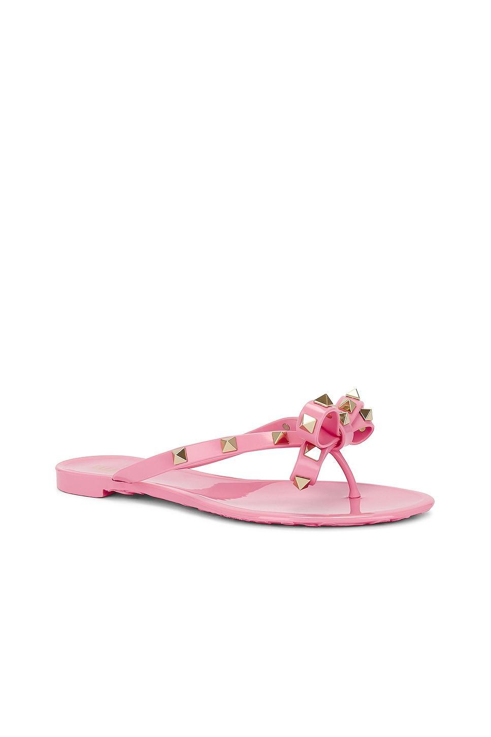 Valentino Garavani Summer Rockstud Thong in Pink Product Image