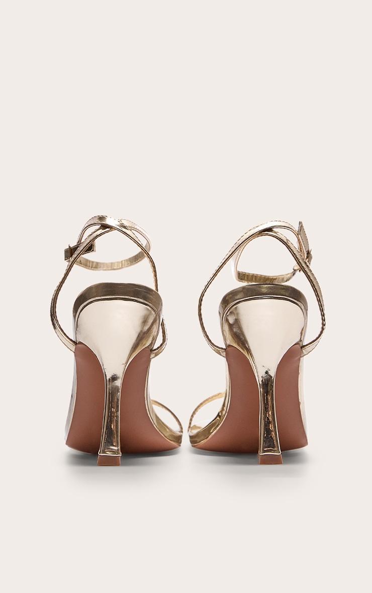 Gold Wide Fit PU Square Toe Barely There Mid Heeled Sandals Product Image