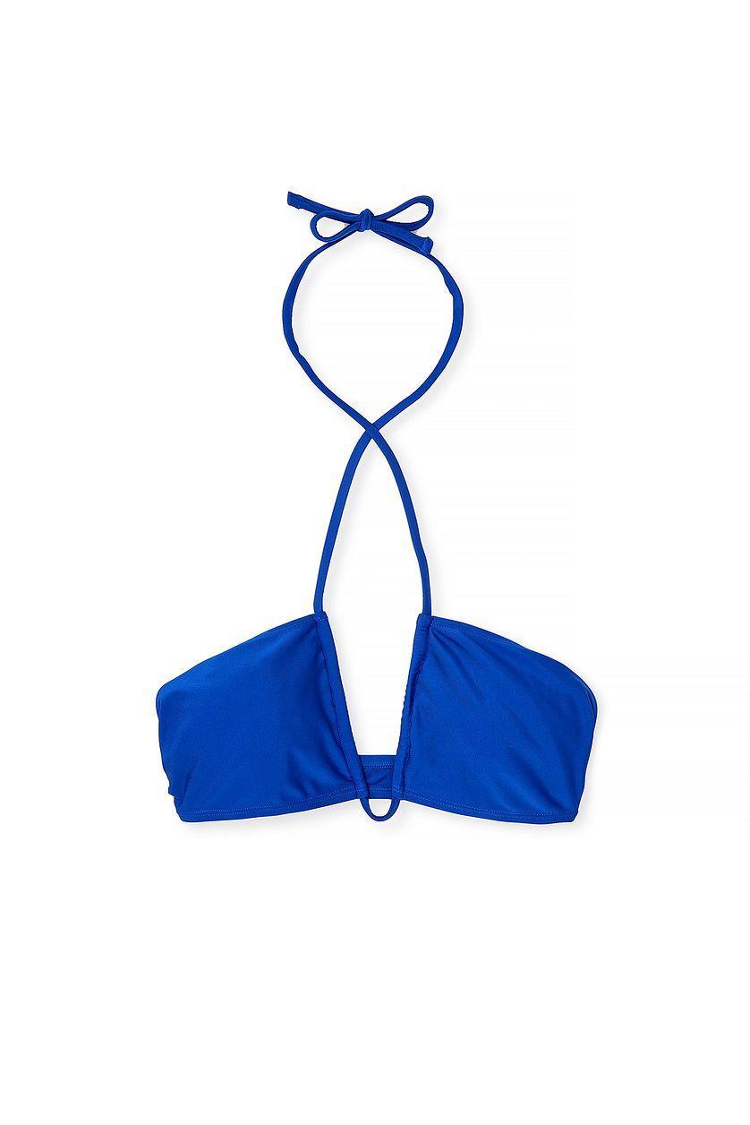Front Cross Bikini Top Blue Product Image