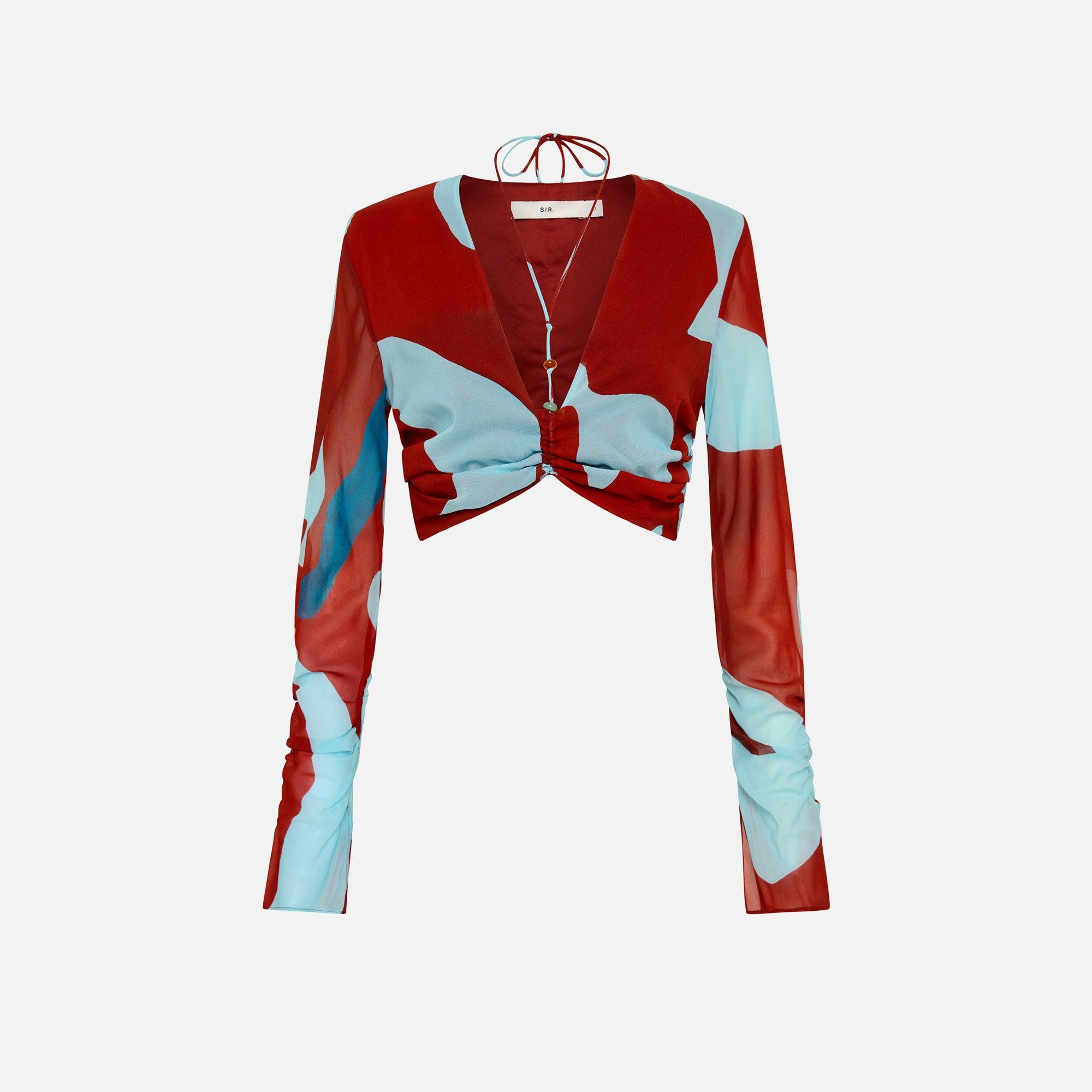 SIR Frankie Gathered Long Sleeve Top - Ruby Female Product Image