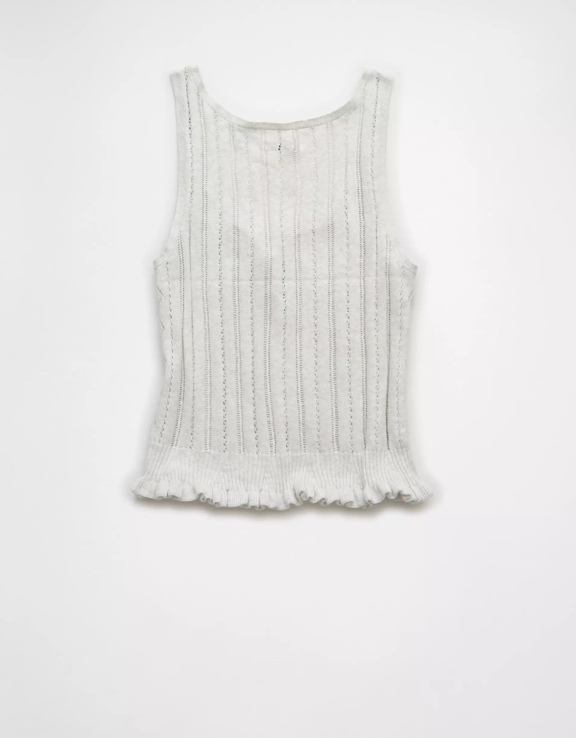 AE Pointelle Peplum Sweater Tank Top Product Image