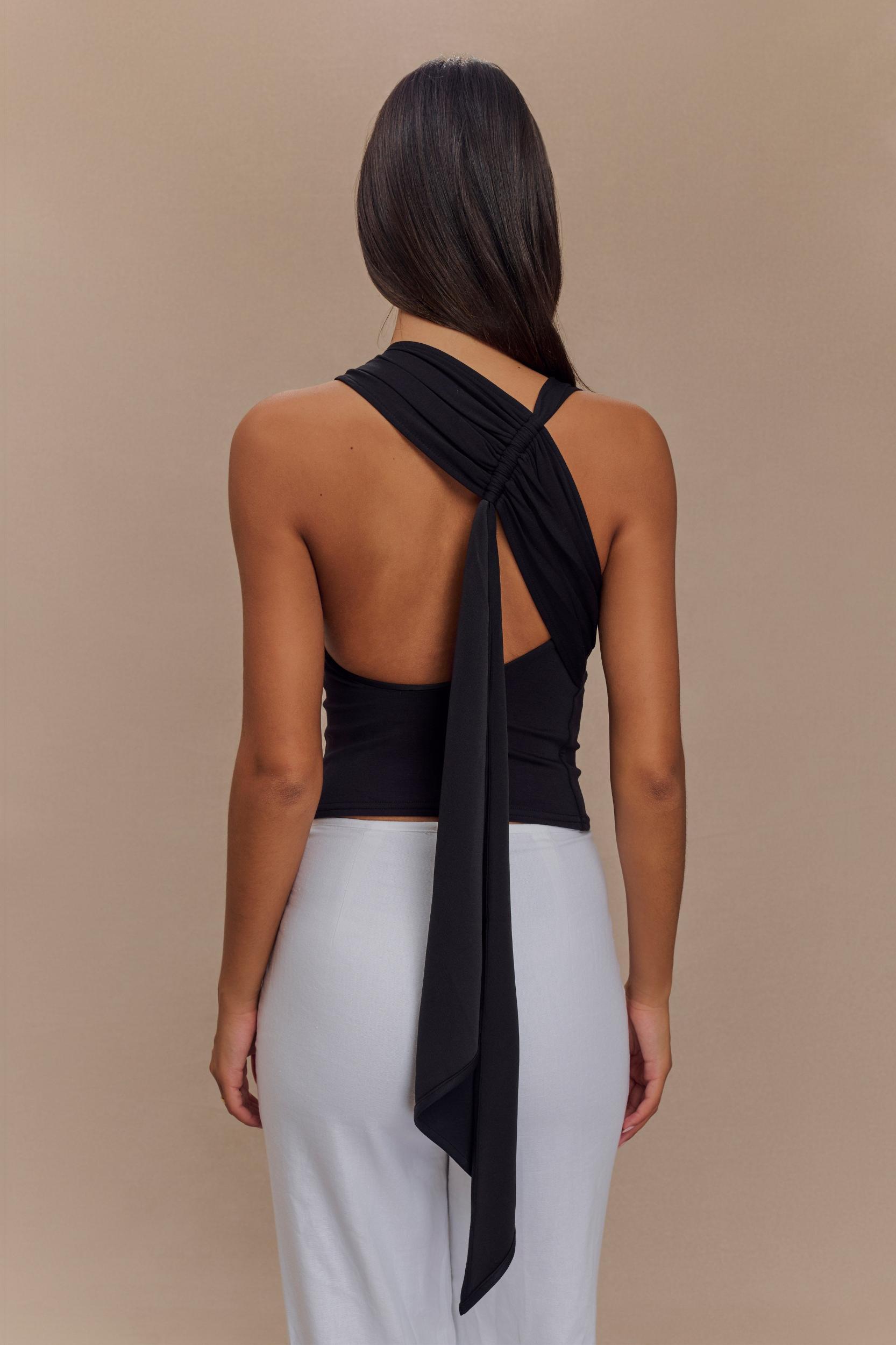 Catelyn Asymmetrical Scuba Jersey Top - Black Product Image