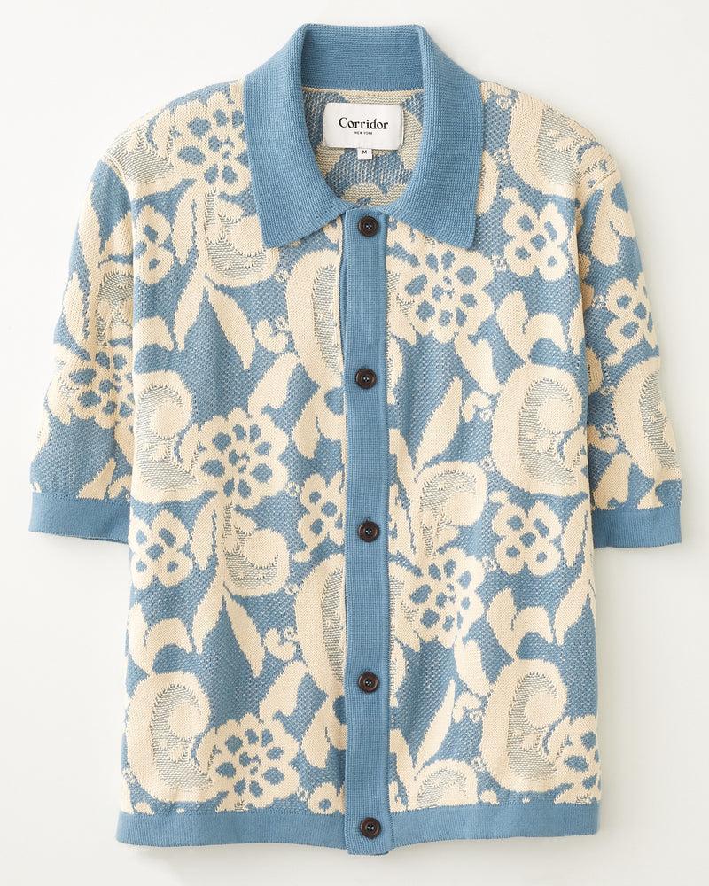 Floral Jacquard Buttondown - Blue Product Image