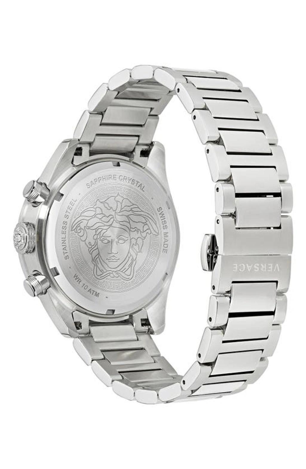 VERSACE Men's Swiss Chronograph Greca Dome Stainless Steel Bracelet Watch 43mm Product Image