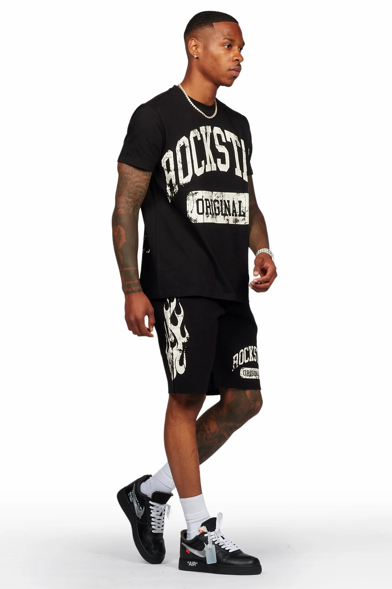 Members Black T-Shirt/Short Set Male Product Image
