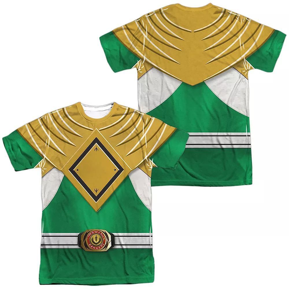 Men's Power Rangers Green Ranger Costume Sublimated Graphic Tee, Size: XL, Black Product Image