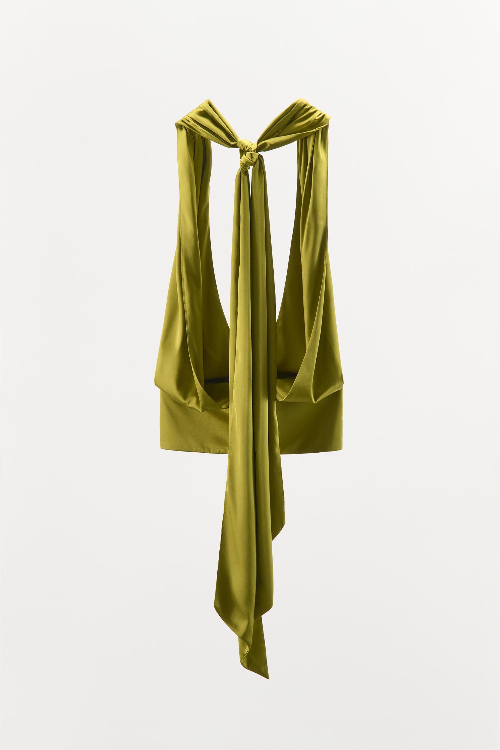 HALTER SATIN EFFECT HANDKERCHIEF TOP Product Image