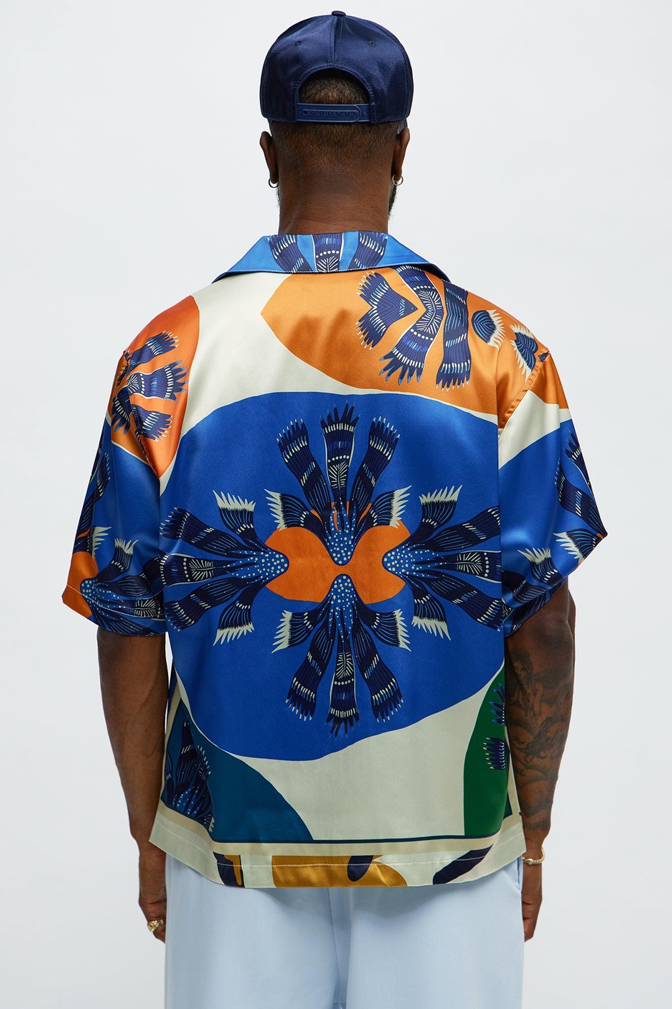 Relaxed Sea Vibe Cuban Collar Button Up Shirt - Multi Color Male Product Image