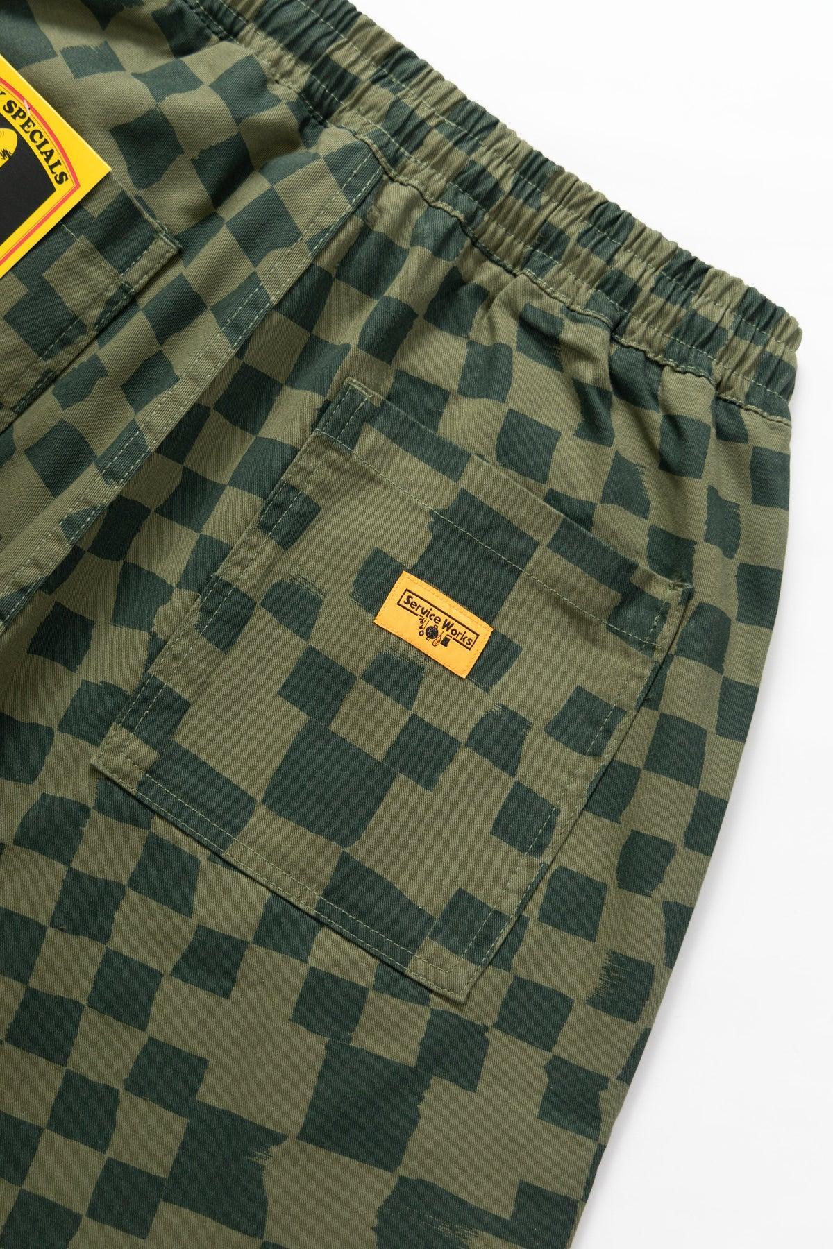 Service Works - Printed Chef Shorts - Olive Checker Product Image