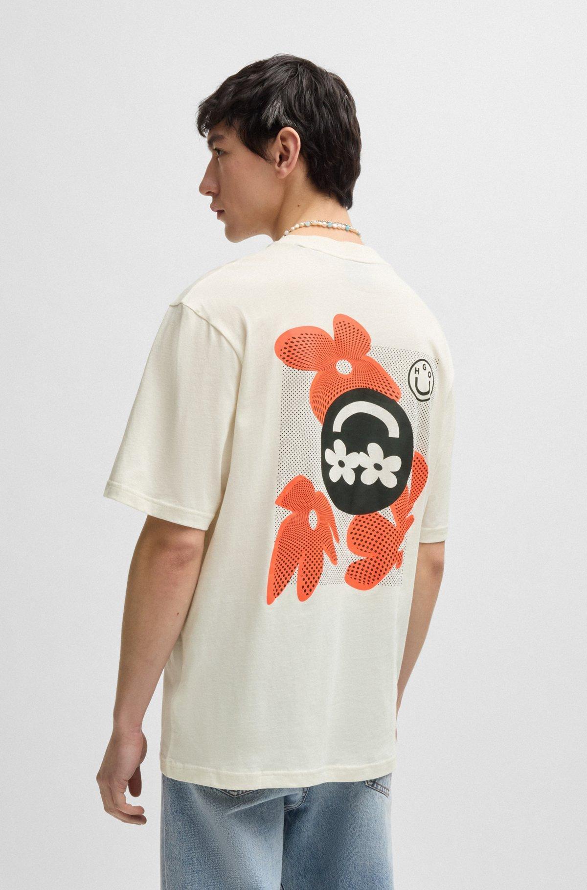 Cotton-jersey T-shirt with logo prints Product Image