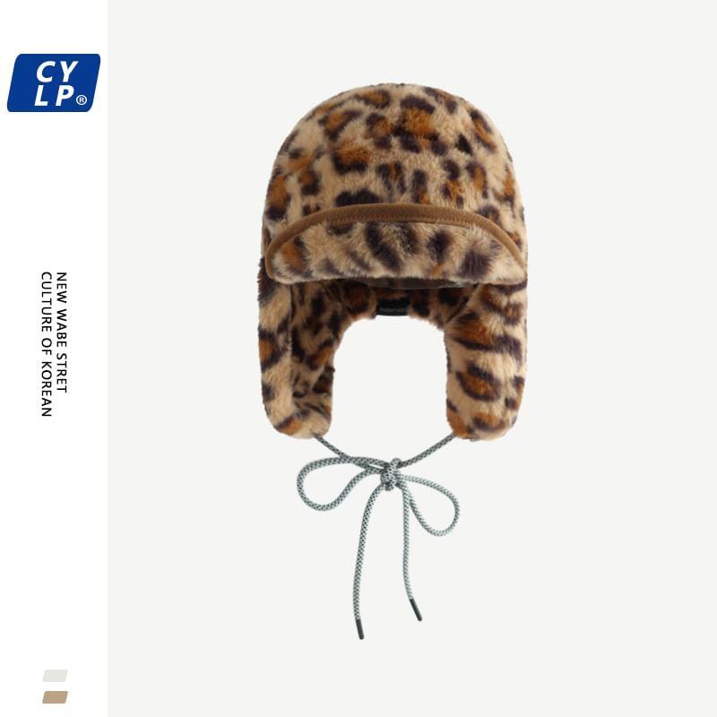 Leopard Patterned Fluffy Trapper Hat Product Image