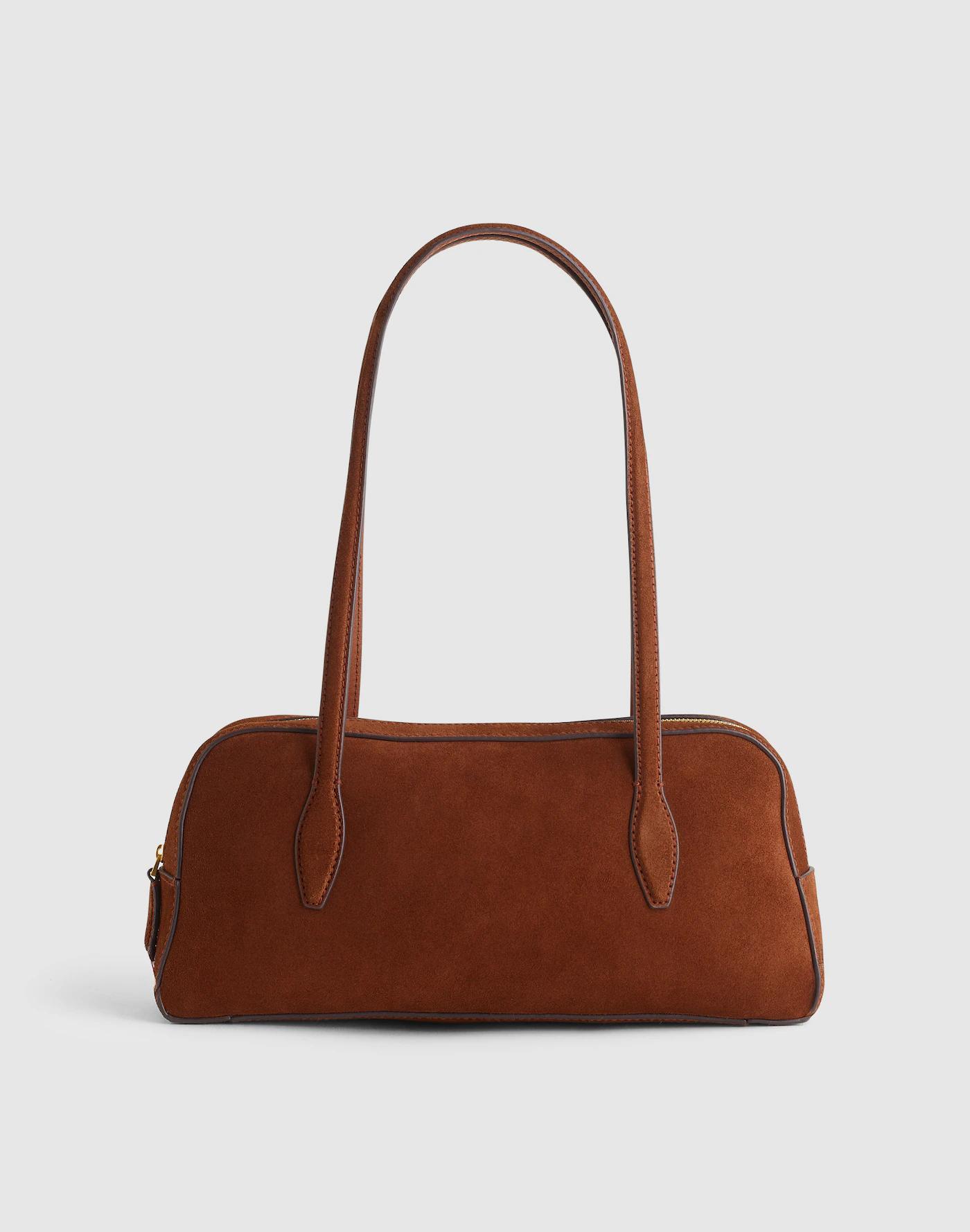 The Top-Zip Shoulder Bag in Suede Product Image