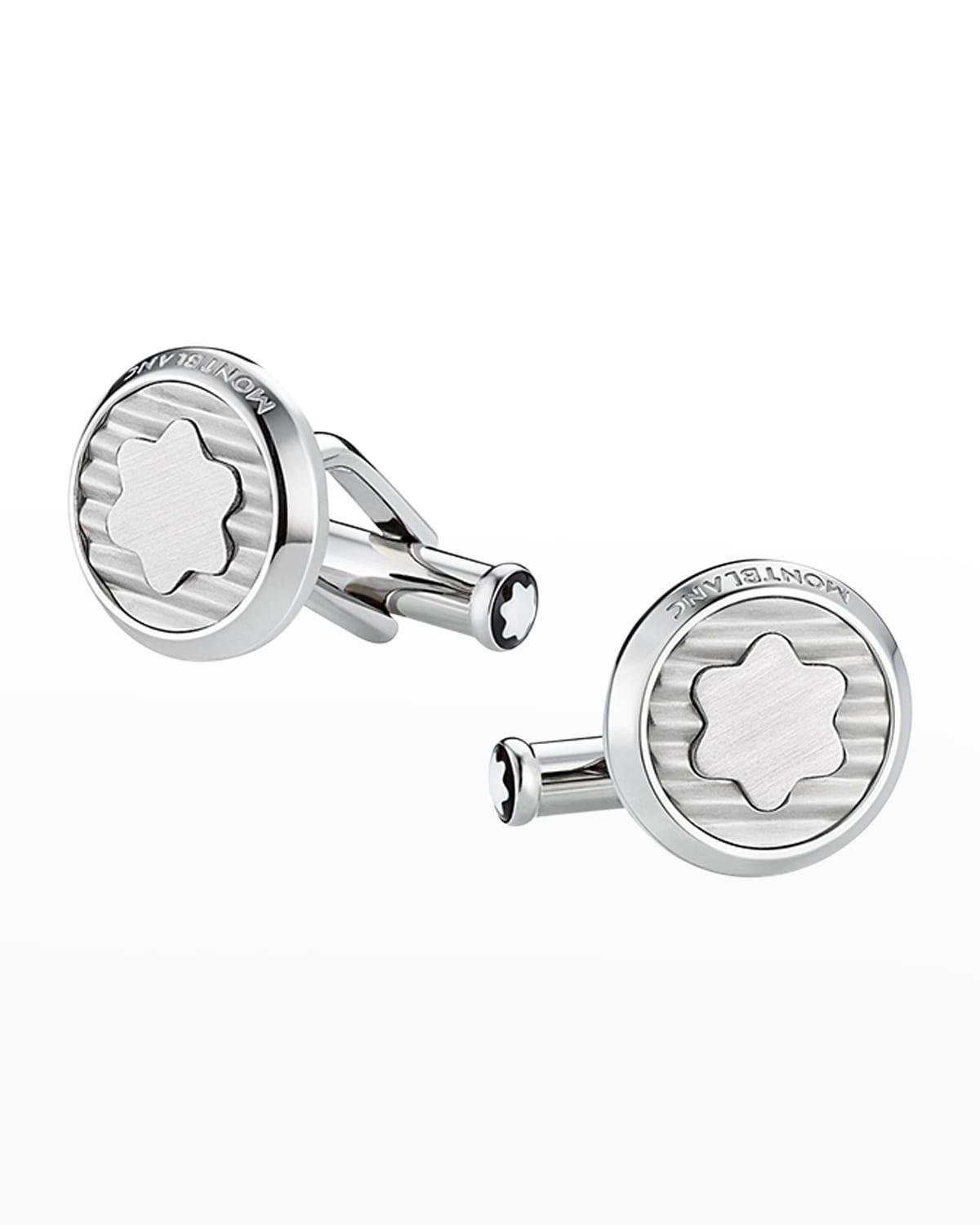 Mens Stainless Steel Snowcap Emblem Cufflinks Product Image