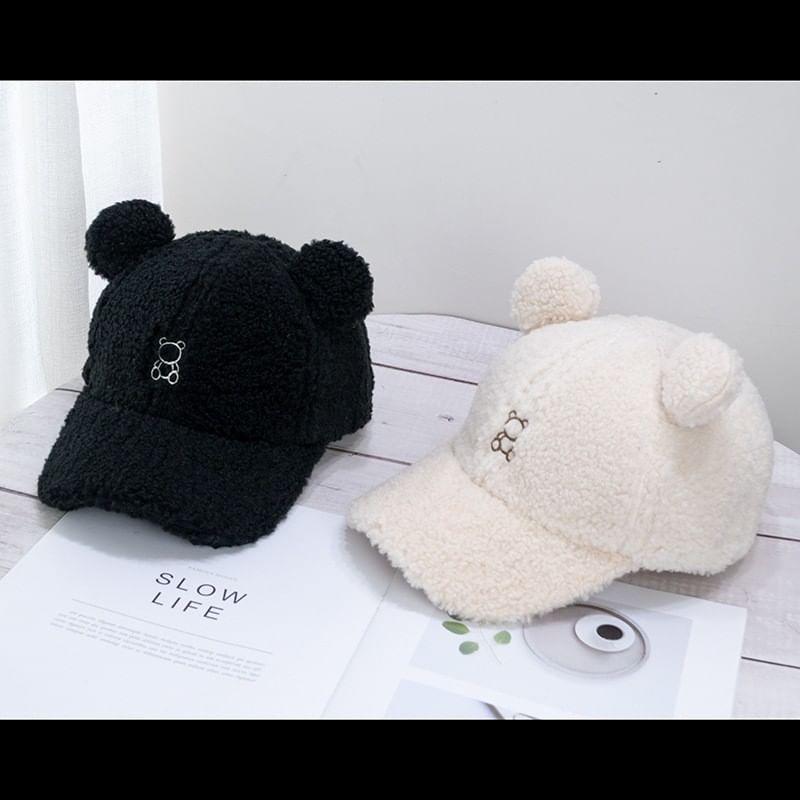 Bear Ear Faux Shearling Baseball Cap Product Image