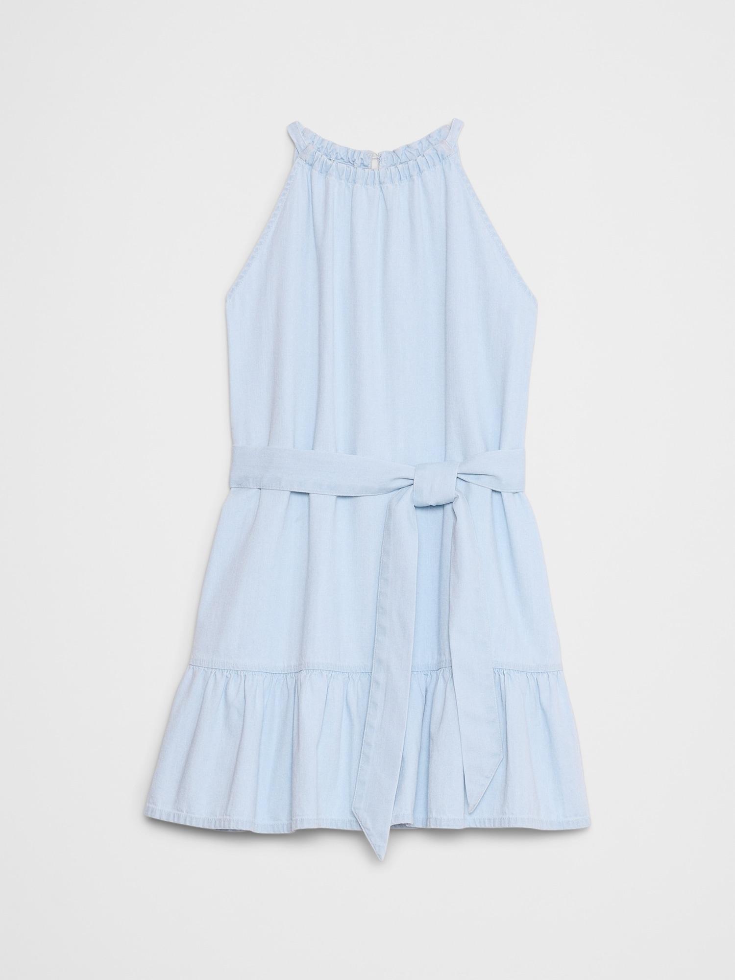 Chambray Tiered Mini Dress Product Image