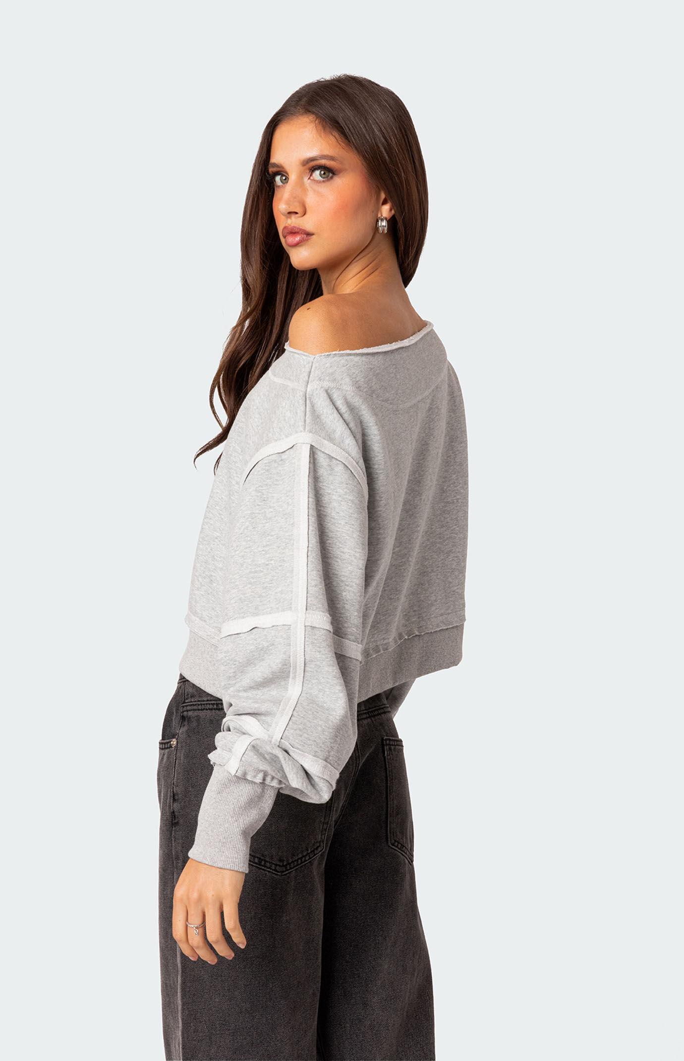 Edikted Women's Inside Out Cropped Sweatshirt Product Image