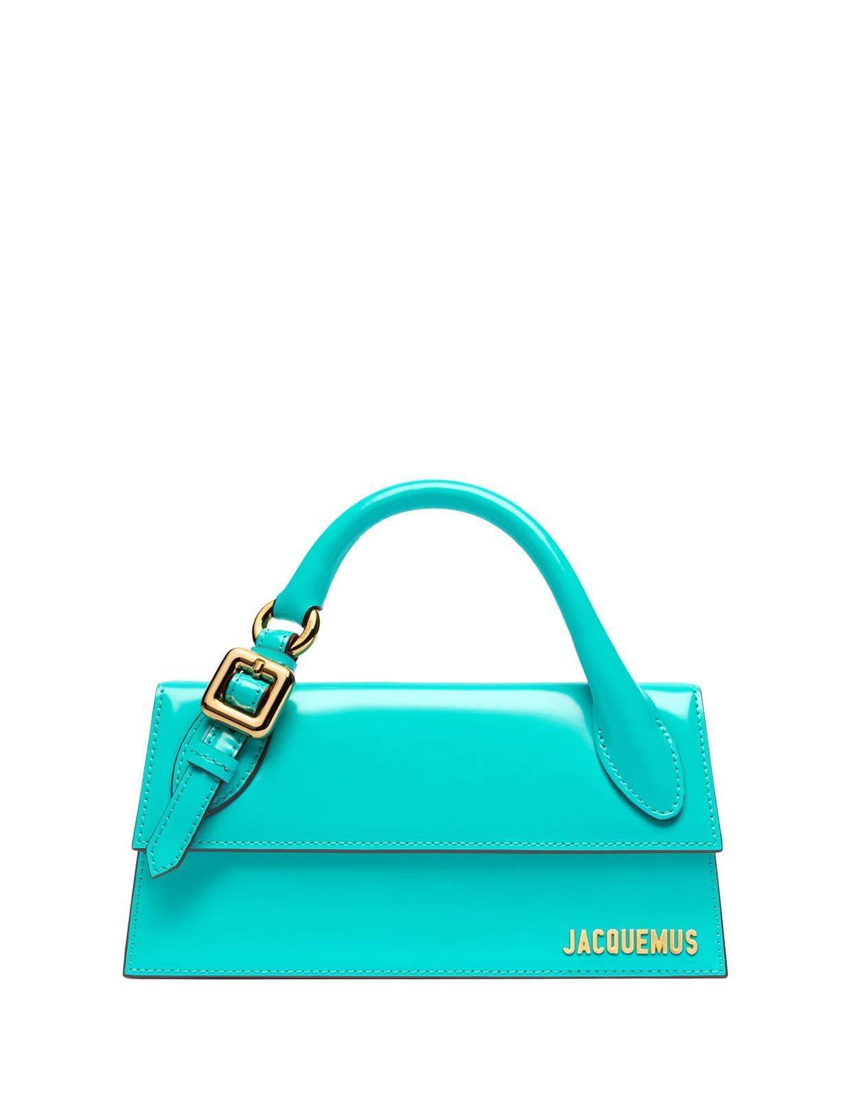 JACQUEMUS Turquoise Le Chiquito Long Boucle Leather Top-handle Bag In Blue Product Image