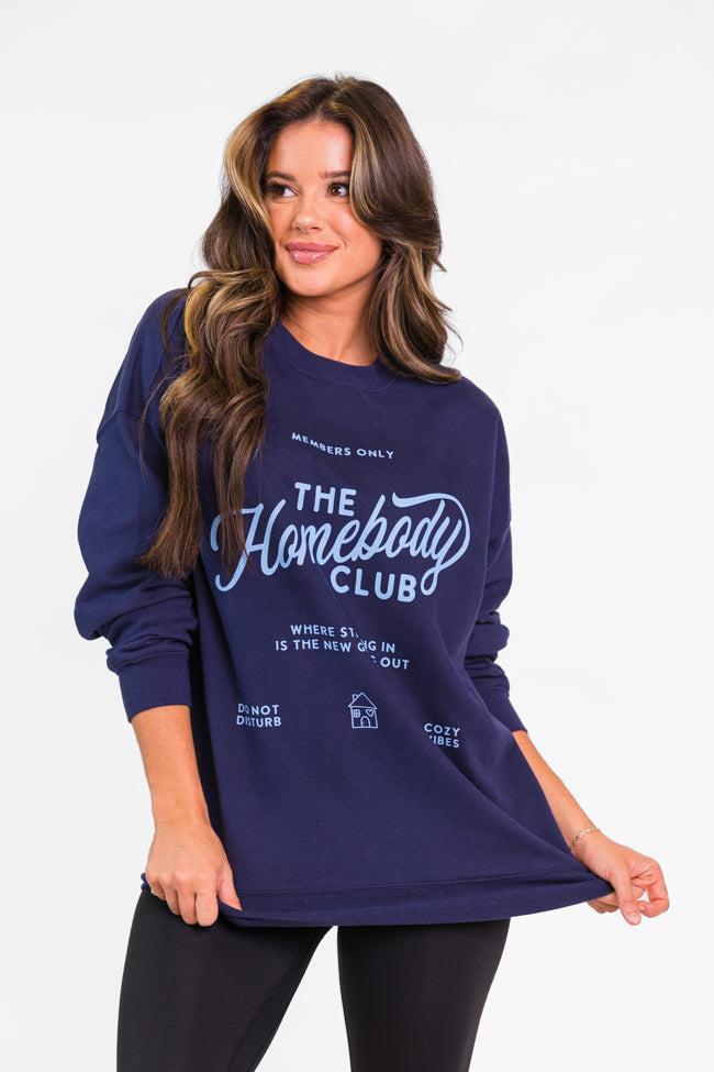 The Homebody Club Navy Oversized Graphic Sweatshirt FINAL SALE Product Image