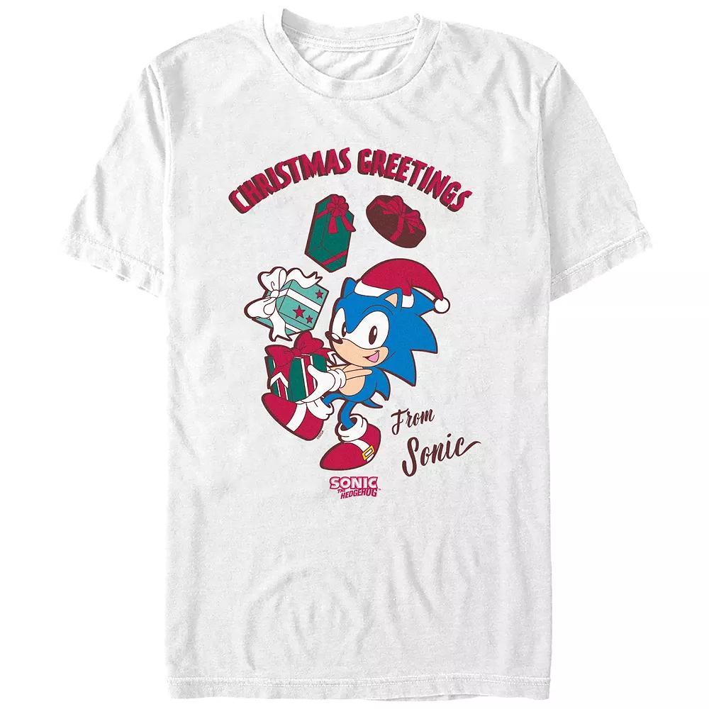 Men's Sonic The Hedgehog Christmas Greetings Graphic Tee,  Product Image