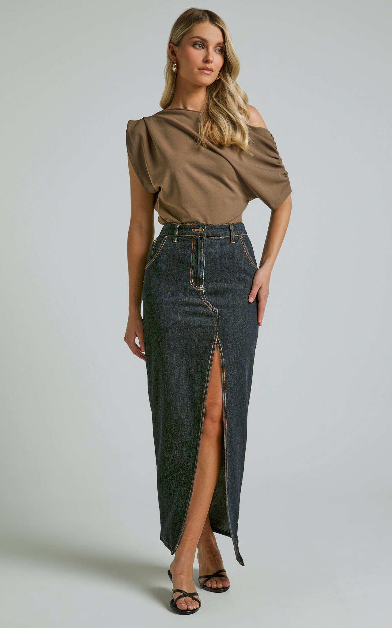 Nalfie Top - Asymmetrical Top in Mocha Product Image