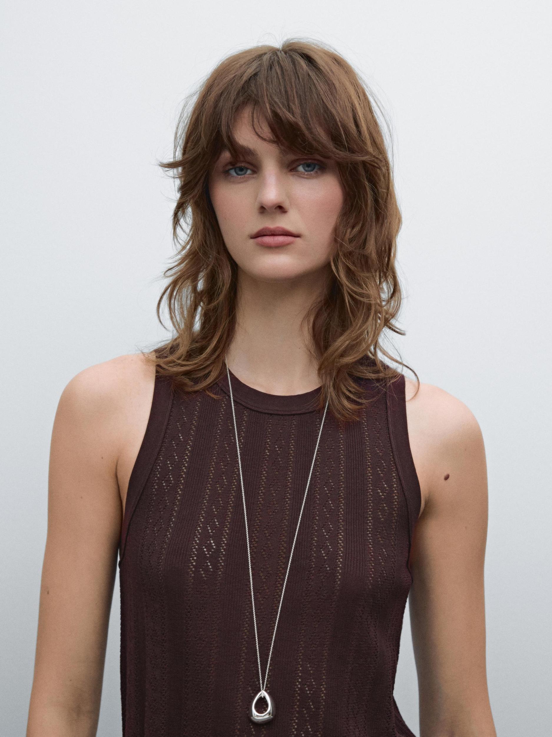 Cotton blend pointelle knit top Product Image