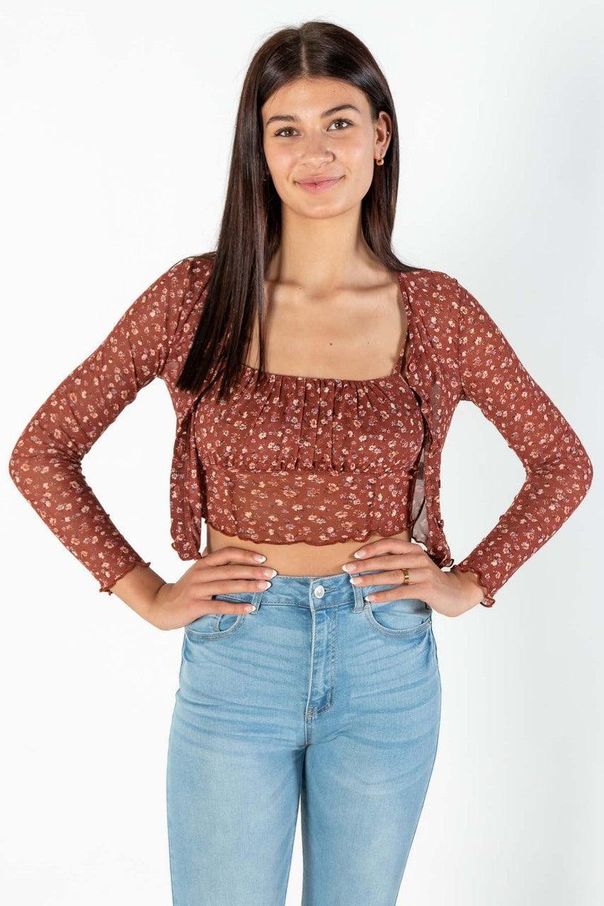 Floral Mesh Cami/Cardi Set Product Image