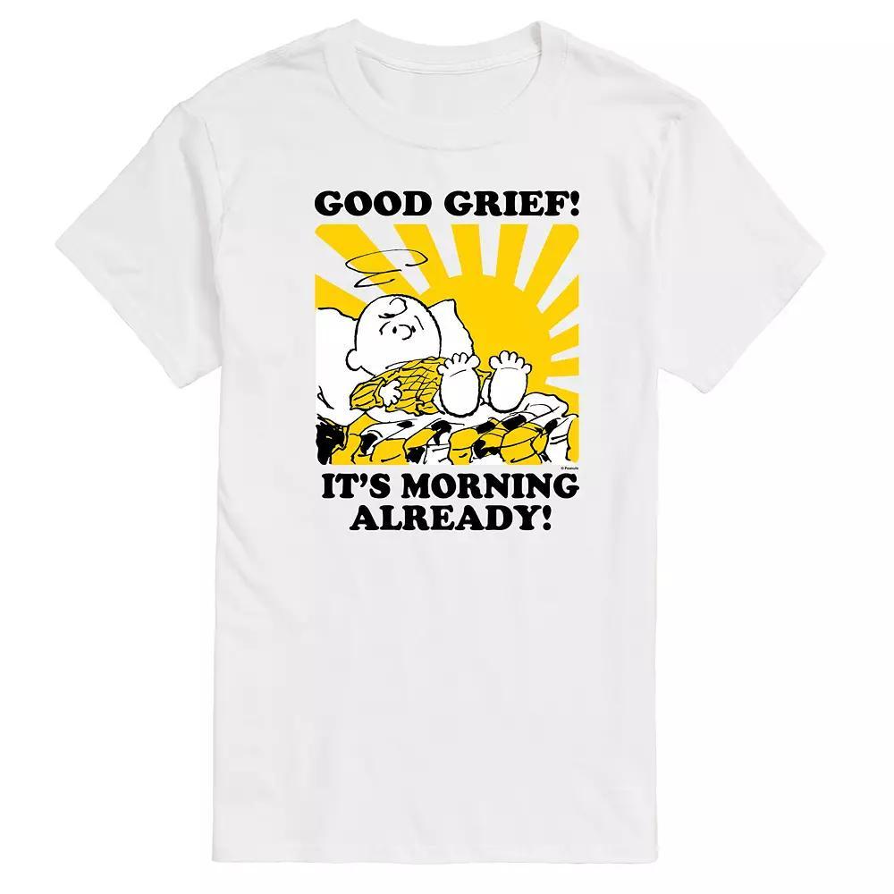 Men's Peanuts Its Morning Already Graphic Tee, Size: Medium, White Product Image