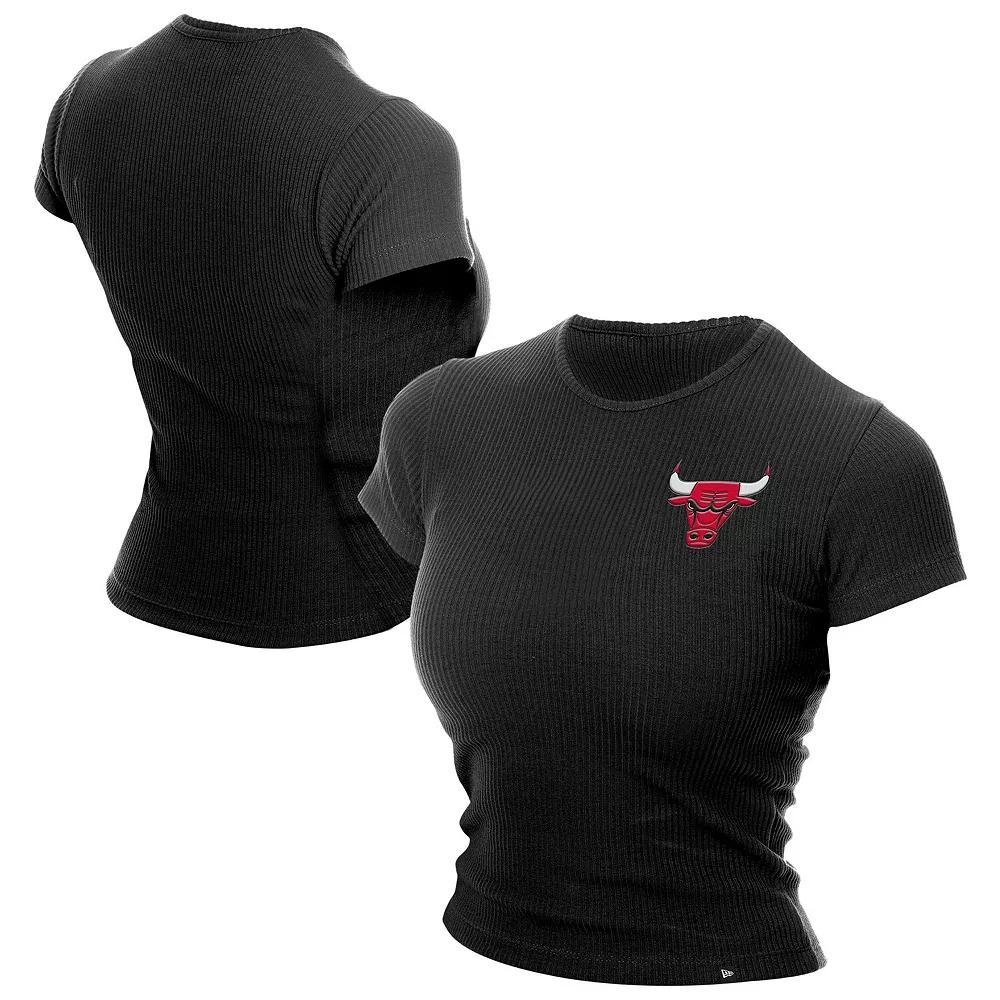 Women's New Era Black Chicago Bulls Leisure Collection Baby Doll Cropped T-Shirt,  Product Image