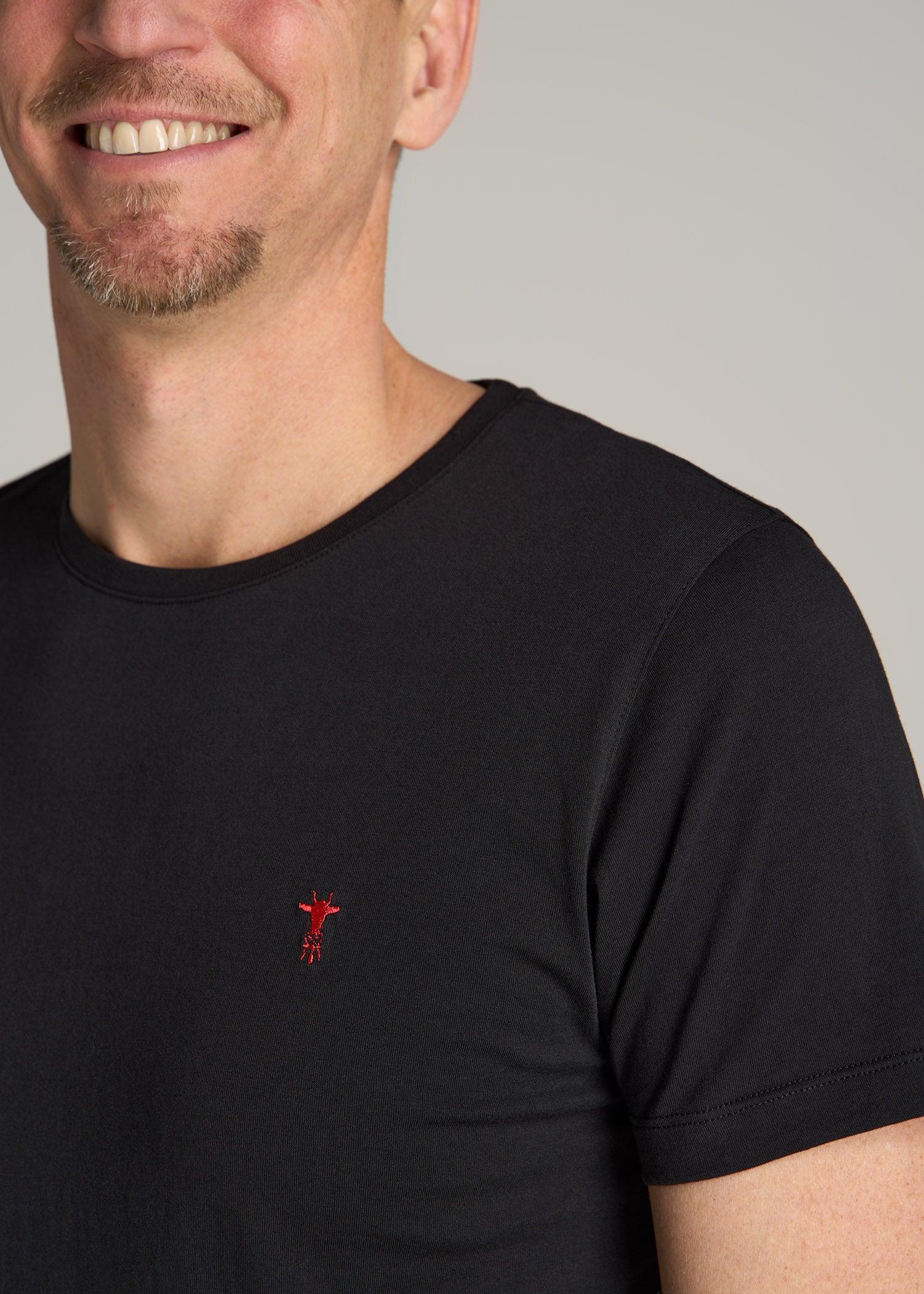 MODERN-FIT Embroidered Logo Crewneck T-Shirt for Tall Men in White Product Image