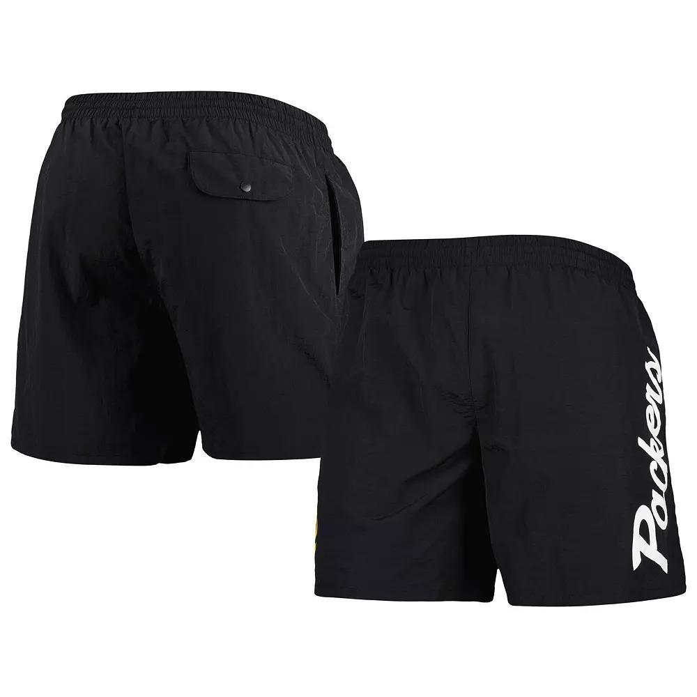 Men's Mitchell & Ness Black Green Bay Packers Team Essentials Nylon Shorts,  Product Image