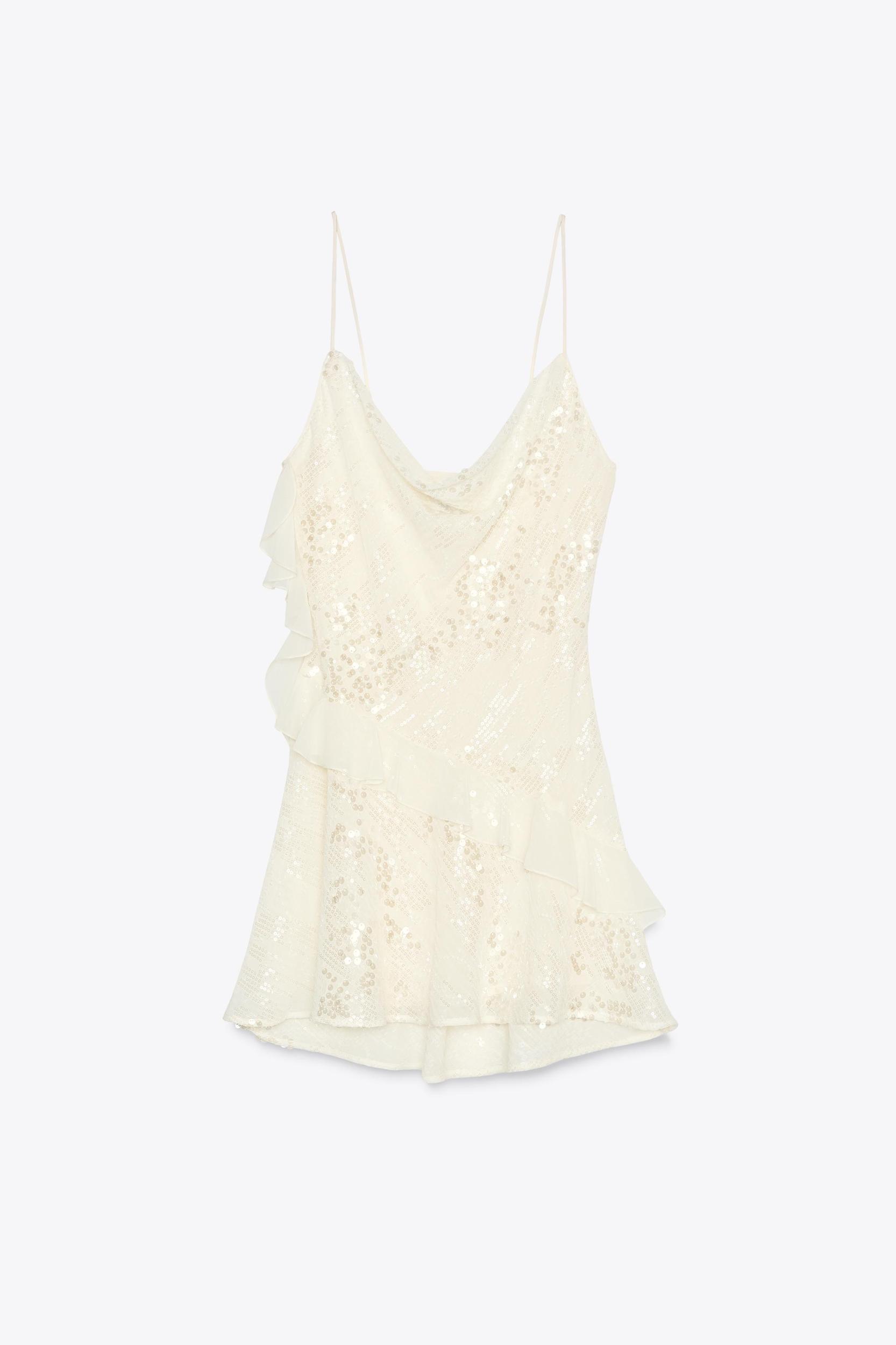 SEQUIN RUFFLE MINI DRESS Product Image