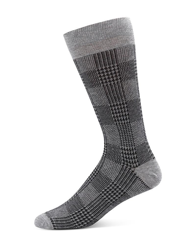 The Mens Store at Bloomingdales Cotton Blend Houndstooth Plaid Crew Socks - Exclusive Product Image