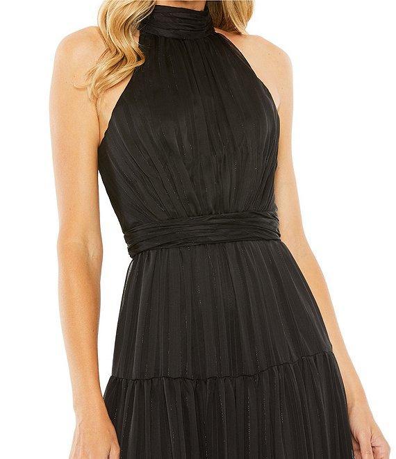 Mac Duggal Sleeveless Halter Neck Tiered A-Line Gown Product Image