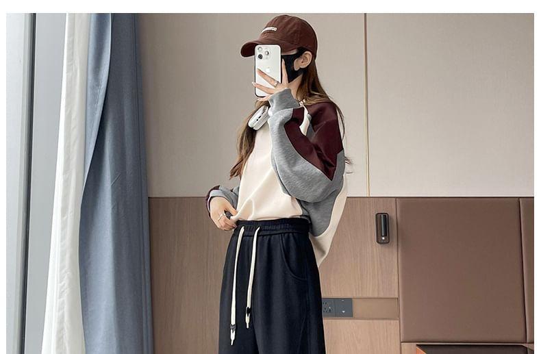 High Waist Plain Wide Leg Sweatpants (Various Designs) Product Image