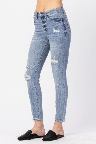 82330   Hilaria Hi Rise Distressed Skinny Judy Blue Jeans Product Image