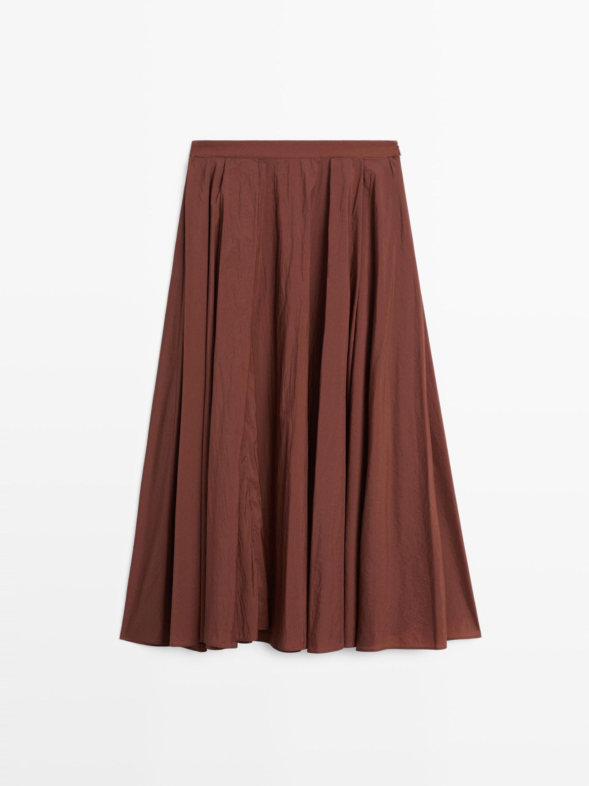 Pleated technical midi skirt Product Image