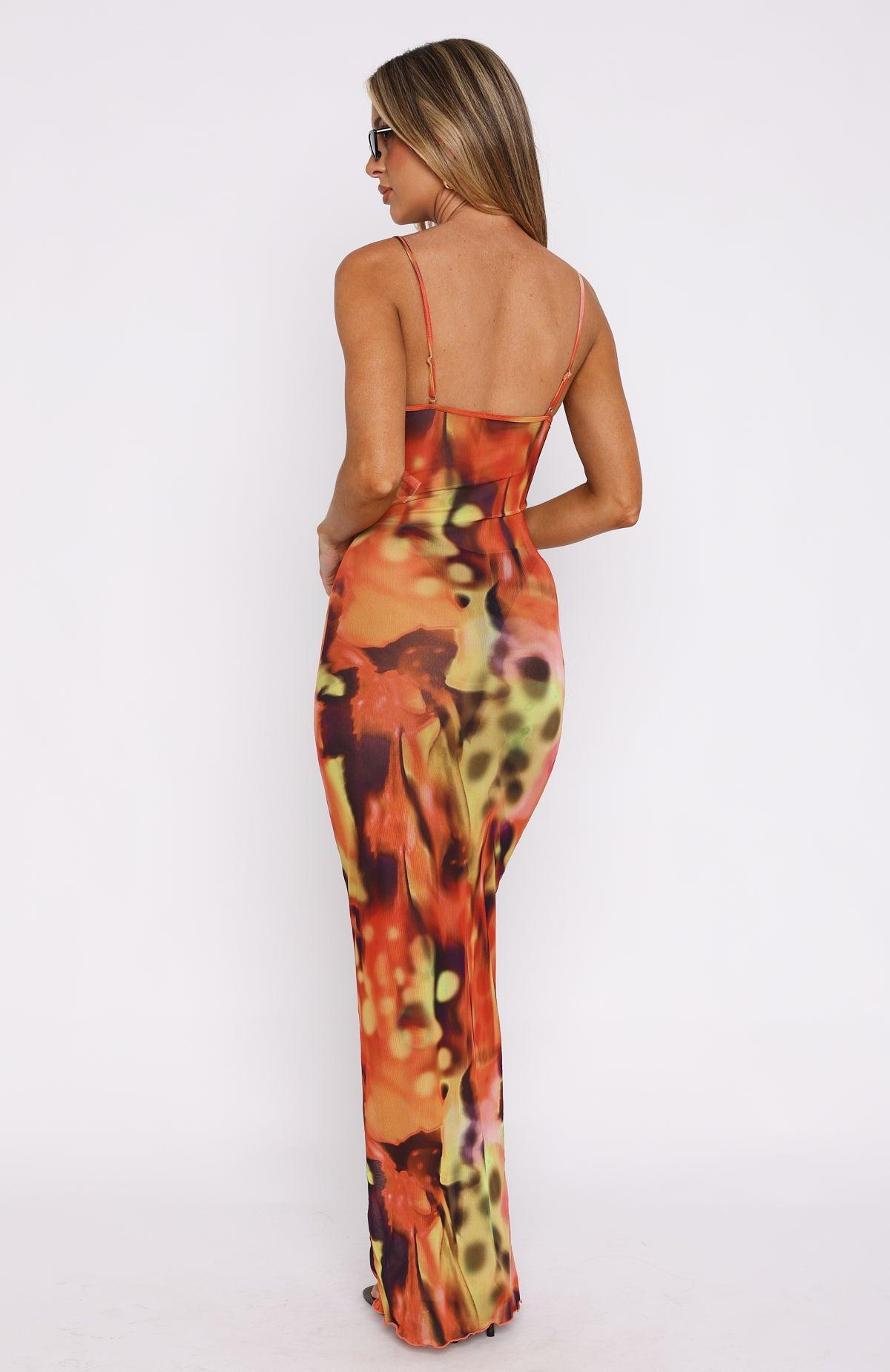 Still Waiting Mesh Maxi Dress Passionfruit Mojito Product Image