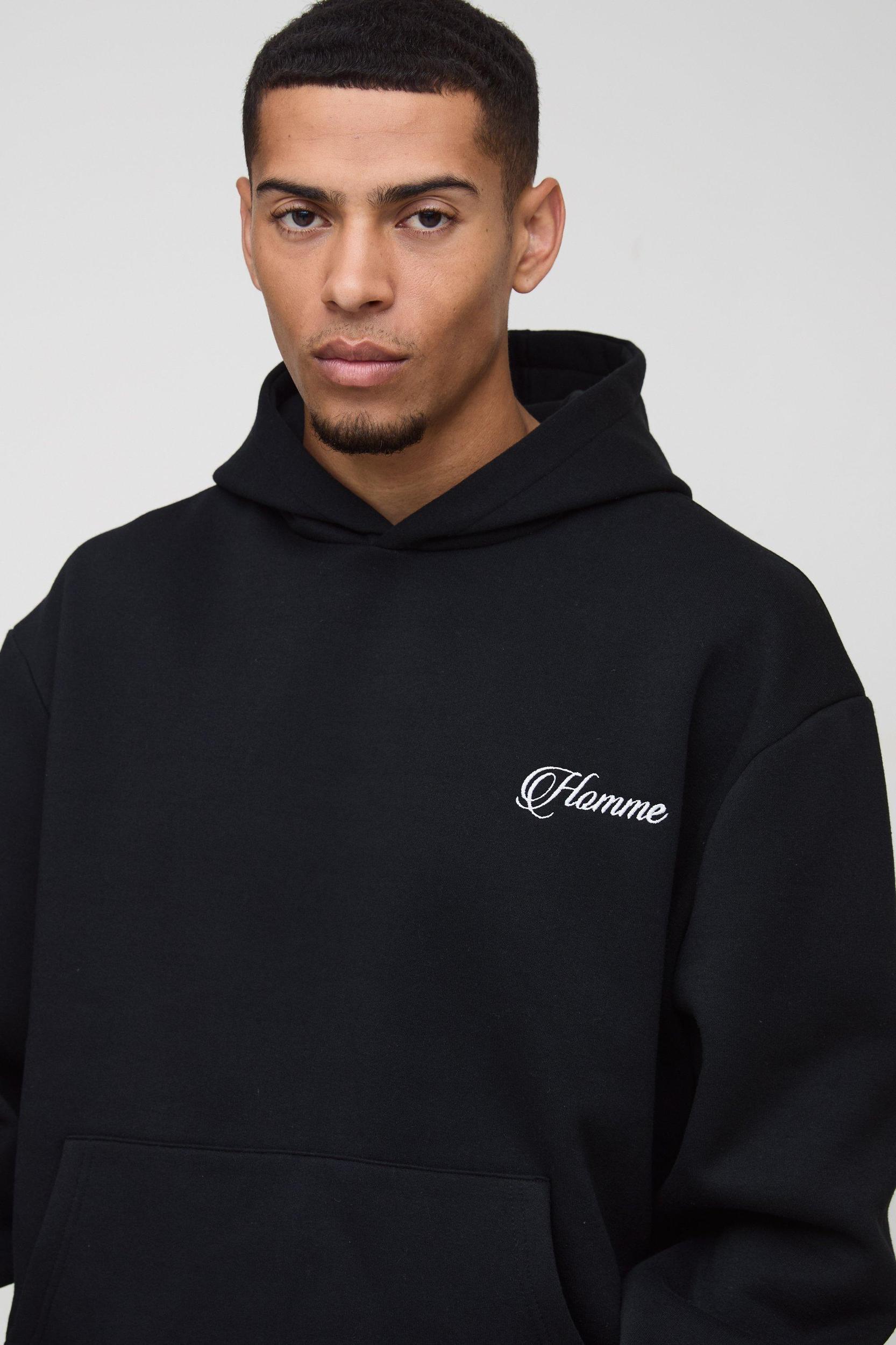 Oversized Boxy Hoodie & Raw Hem Cargo Gusset Sweatpants Tracksuit | boohooMAN USA Product Image