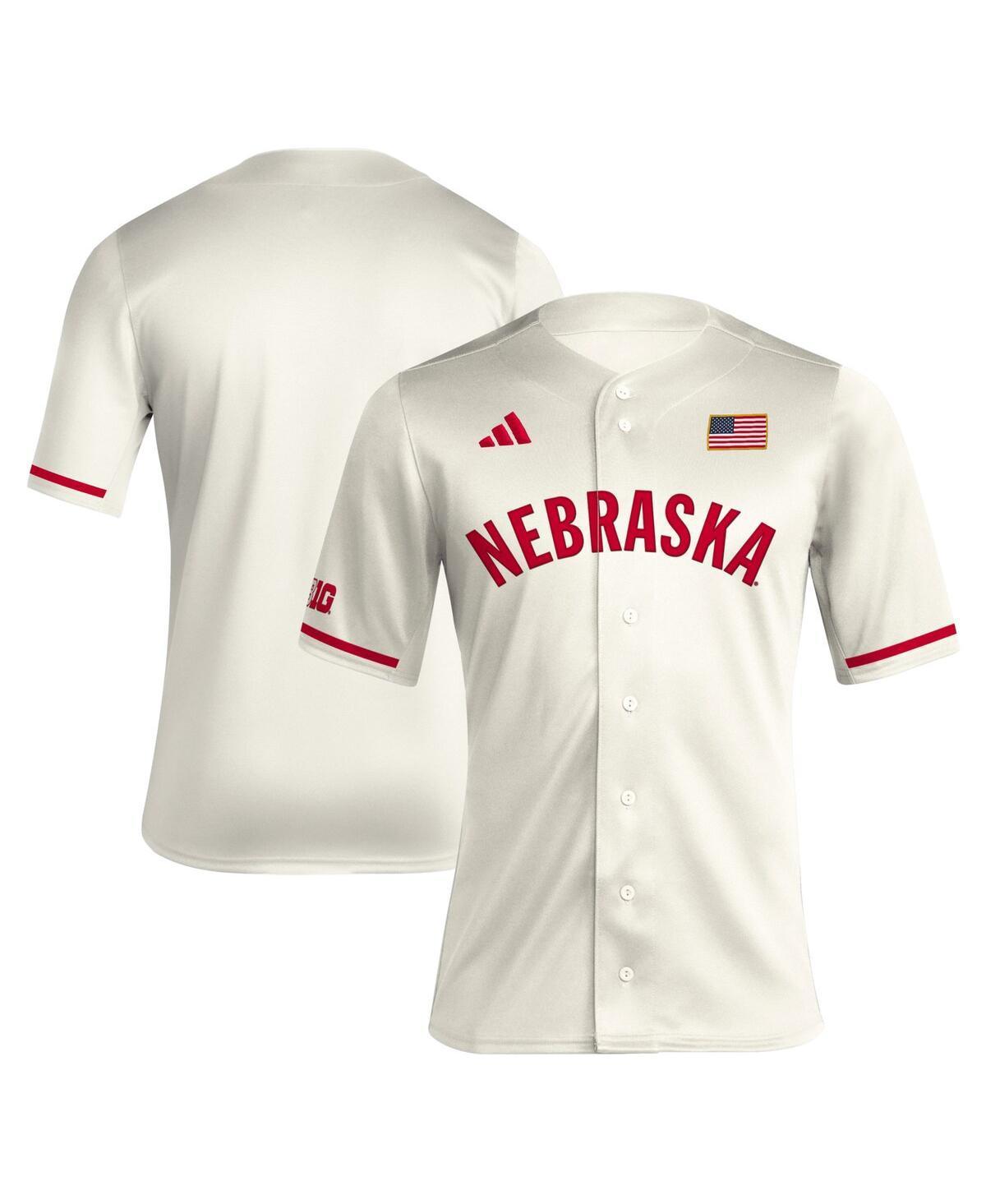 Mens adidas Cream Nebraska Huskers Replica Baseball Jersey Product Image