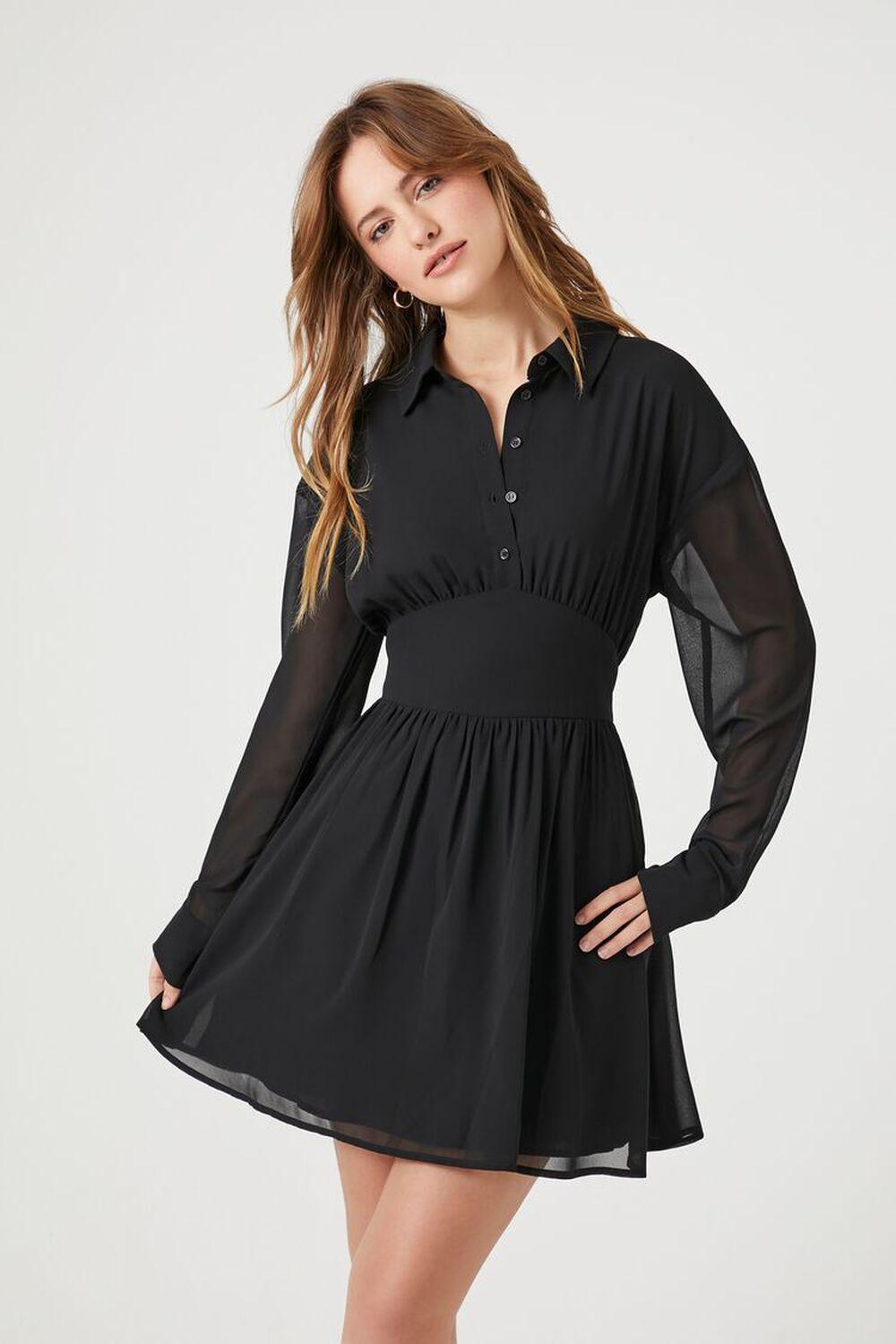 Chiffon A-Line Mini Shirt Dress | Forever 21 Product Image