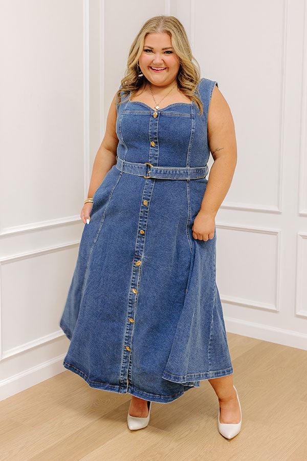 Downtown Stroll Denim Maxi Dress Curves Product Image