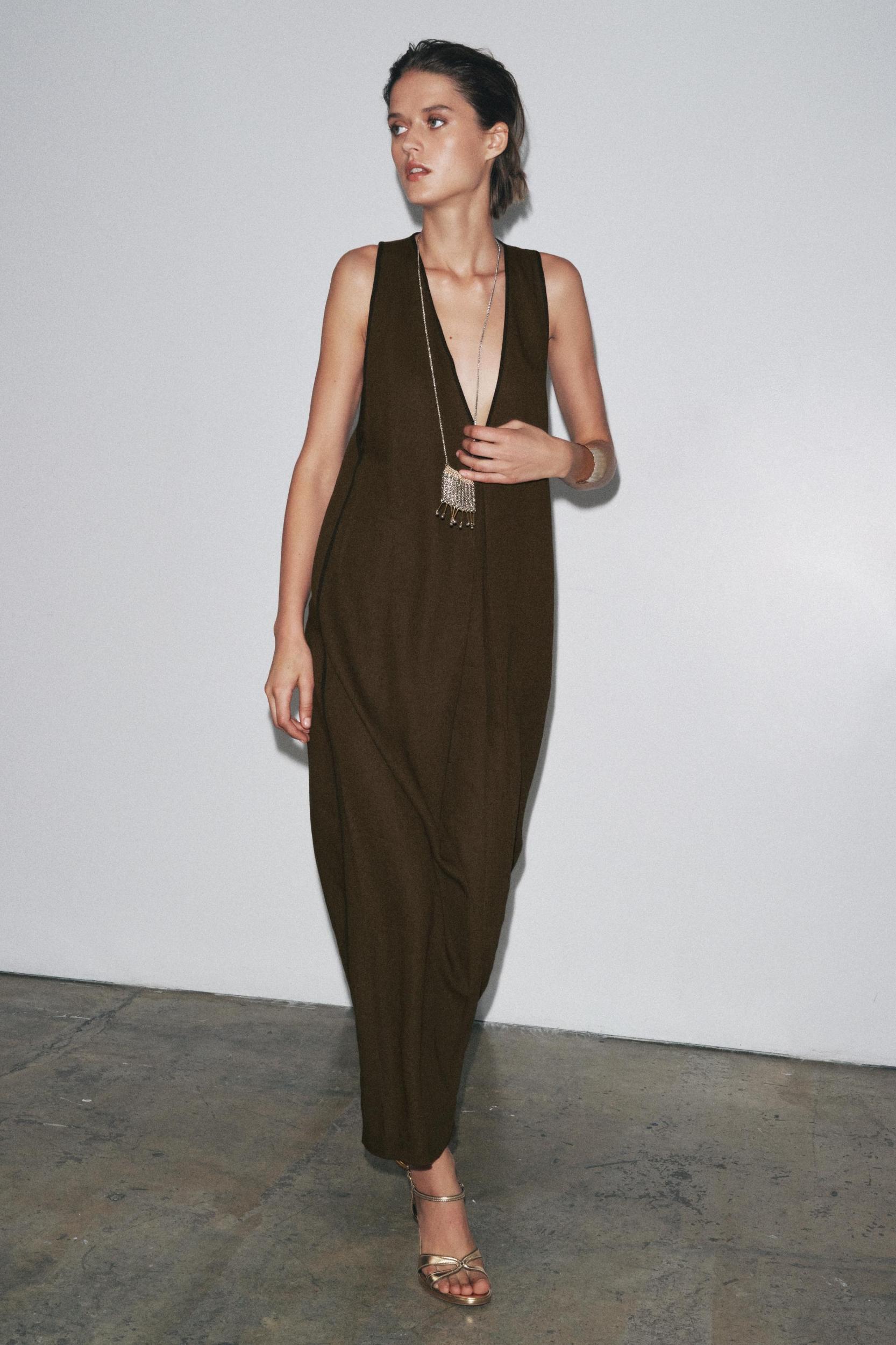 ZW COLLECTION LINEN BLEND MIDI DRESS Product Image