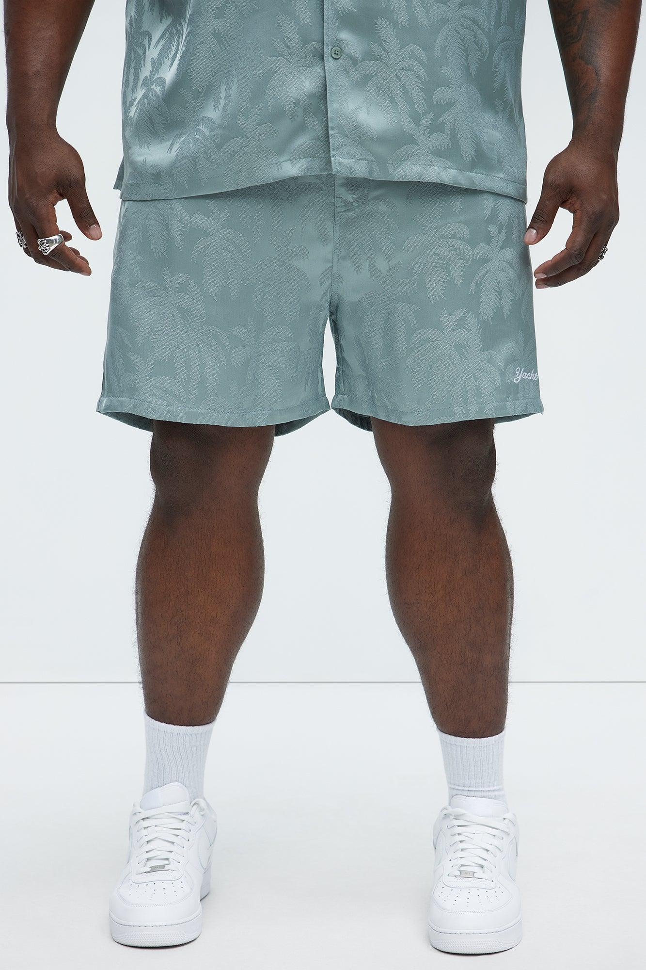 Palm Trees Jacquard Relaxed Shorts - Green Product Image