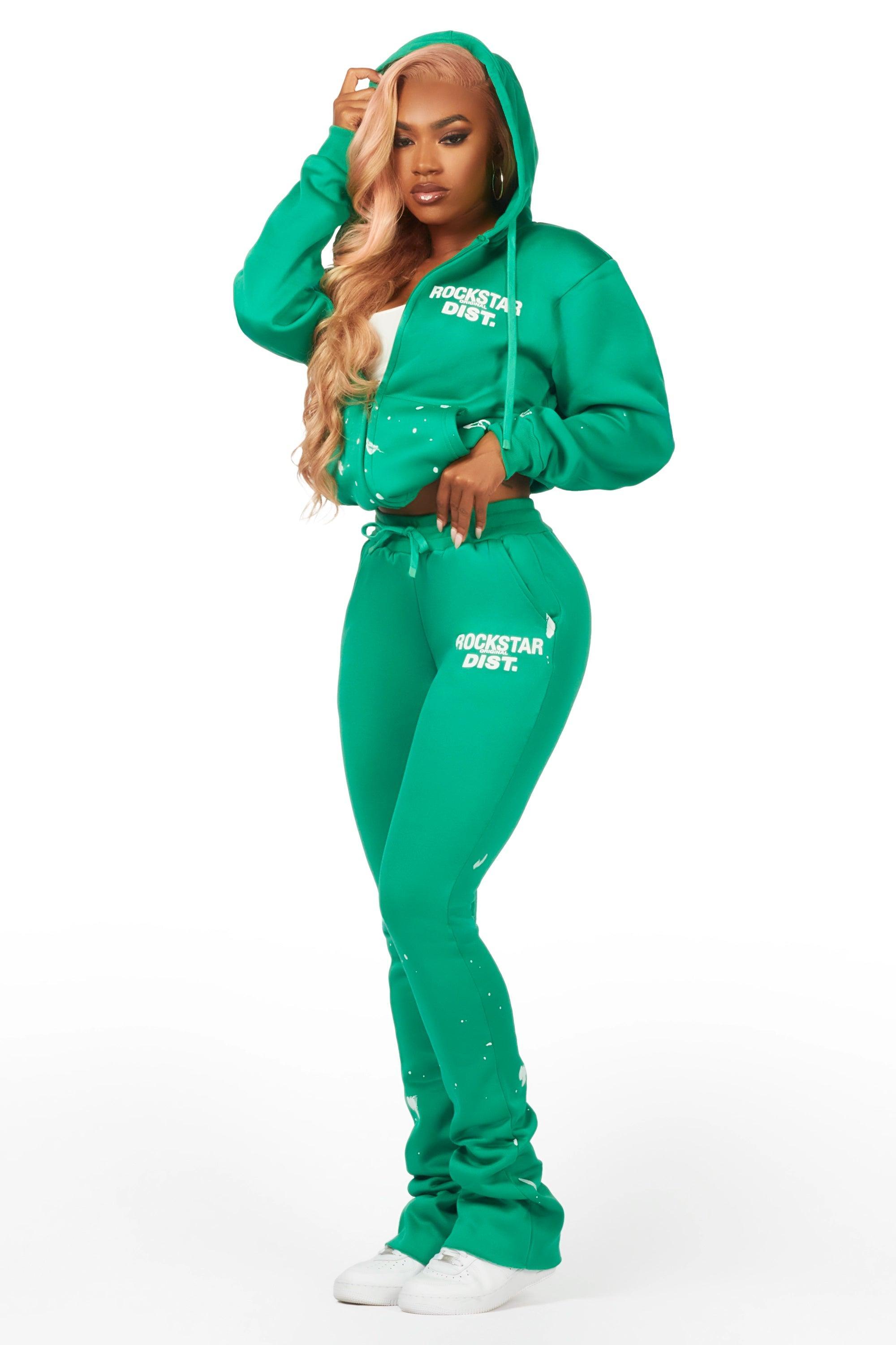 Halloway Green Zip Up Super Stacked Trackset Female Product Image