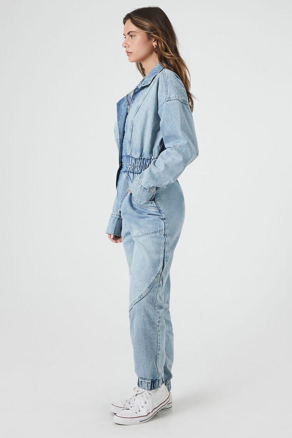 Denim Funnel-Neck Jumpsuit | Forever 21 Product Image