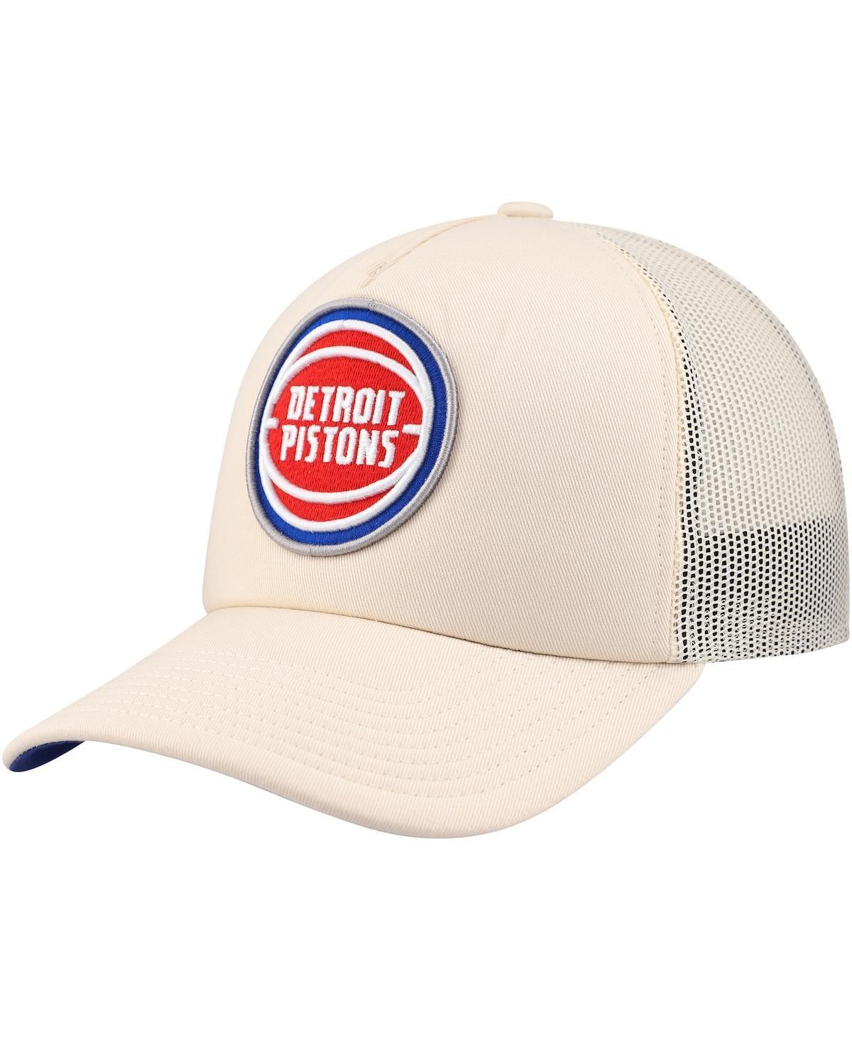 Mens Mitchell & Ness Cream Detroit Pistons Trucker Adjustable Hat Product Image