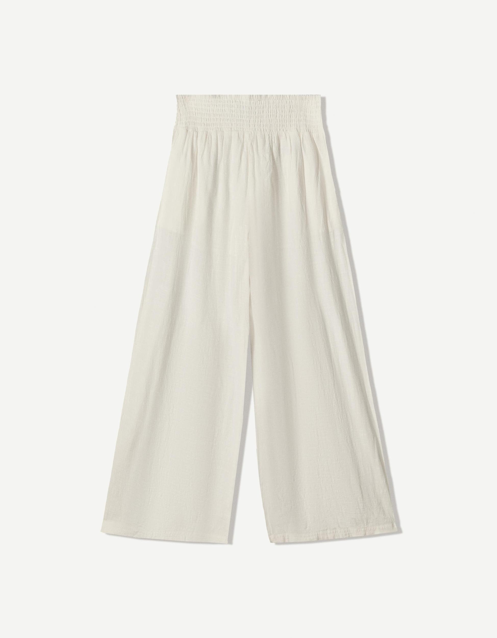Rustic wide-leg pants with darts Product Image