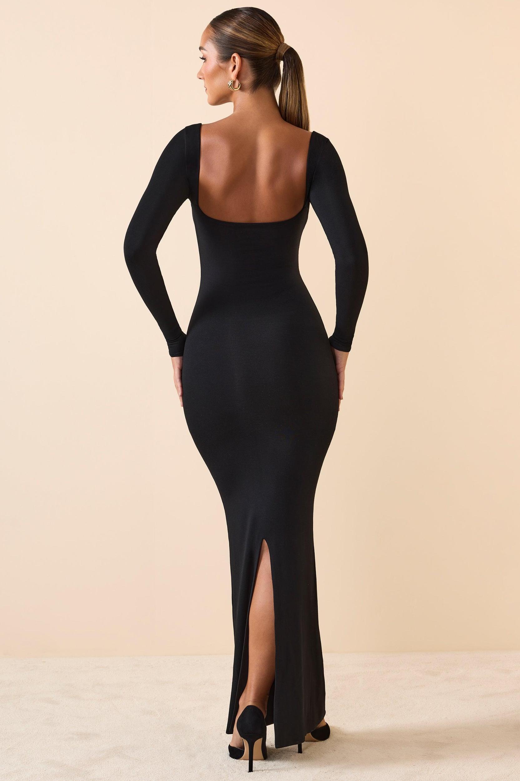 Modal Keyhole Cut-Out Maxi Dress in Black Product Image