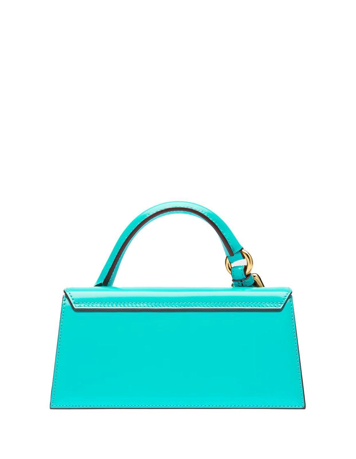 JACQUEMUS Turquoise Le Chiquito Long Boucle Leather Top-handle Bag In Blue Product Image